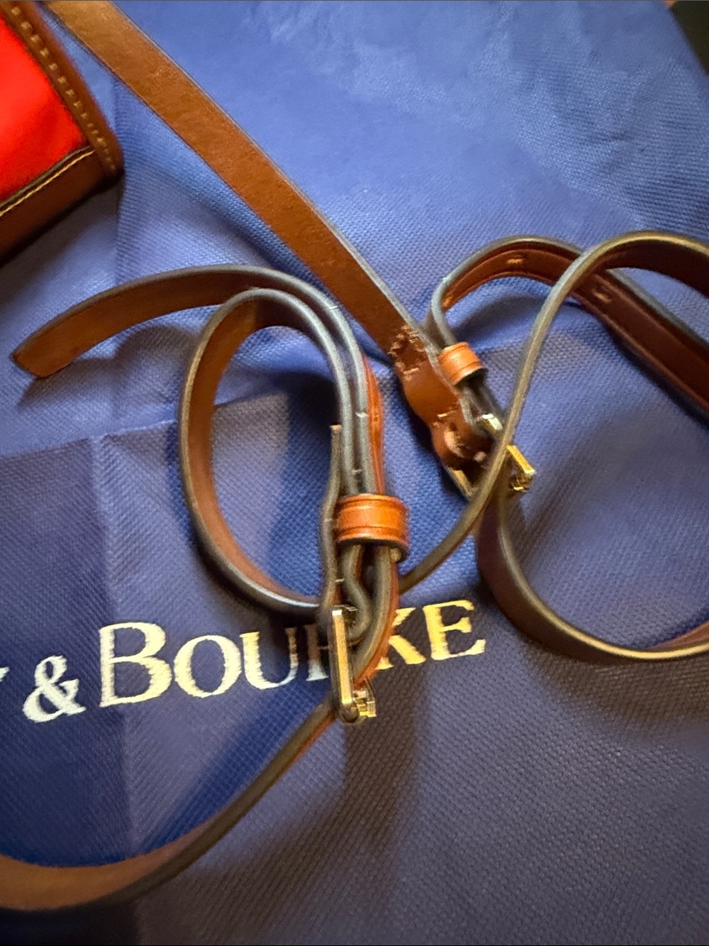 Dooney & Bourke Red Crossbody with Tan Leather Trim - Picture 7 of 7